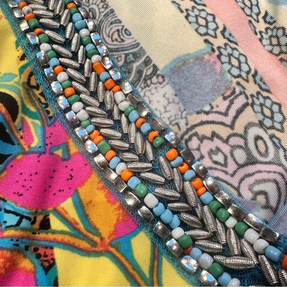 Melissa Paige Colorful Print and Beaded Blouse - Picture 6 of 10